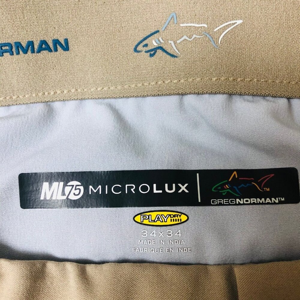 Greg Norman Beige ML75 Microlux Pants Men 34 x 34 Moisture Wrinkle Resistant - Picture 4 of 7